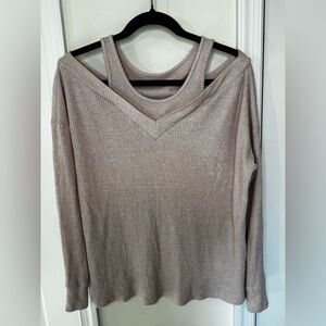 Saturday Sunday- Anthro-Ribbed -Layered Tank Sweater in Mauve. Off the shoulder